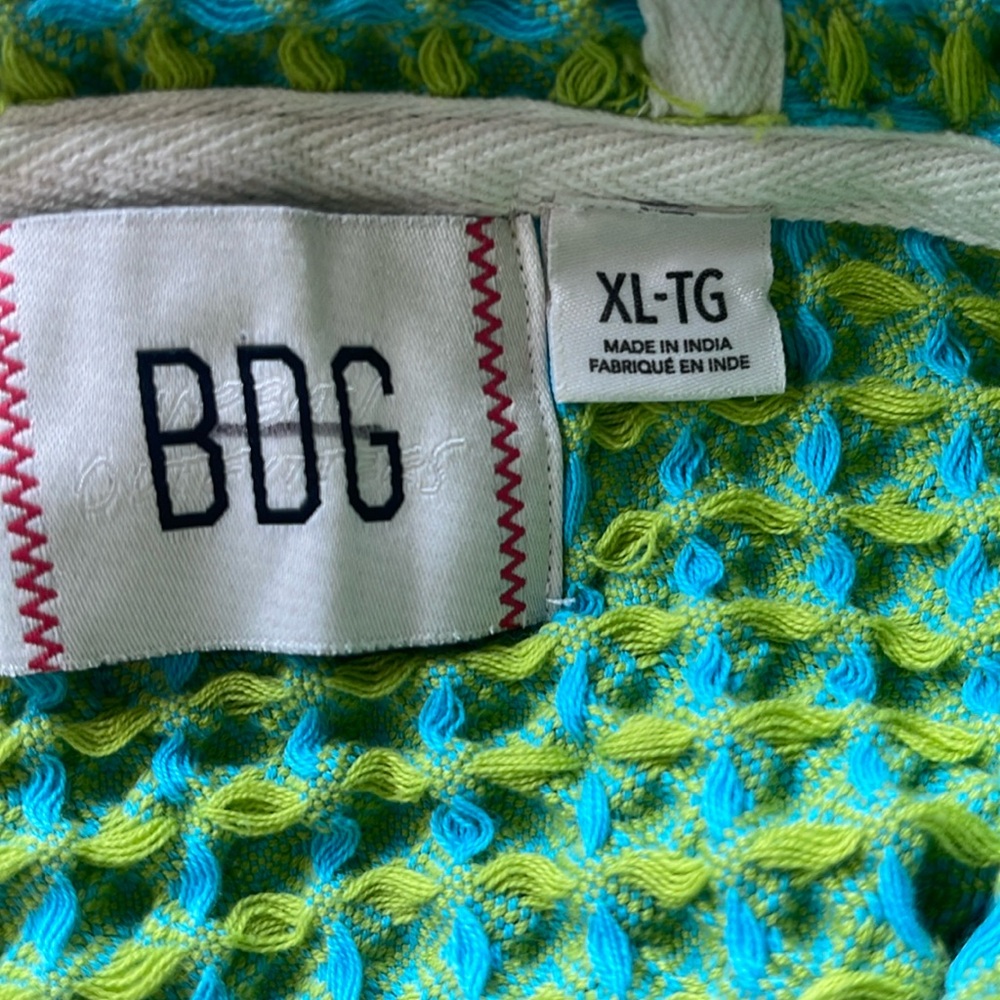 URBAN OUTFITTERS BDG Baja Stanley Waffle Hooded Top SZ XL Blue Gree NWT - Picture 6 of 10